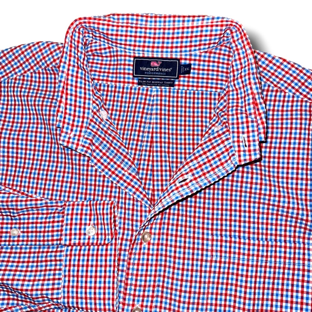 Vineyard Vines Performance Slim Fit Murray Shirt XXL Men Seersucker Gingham